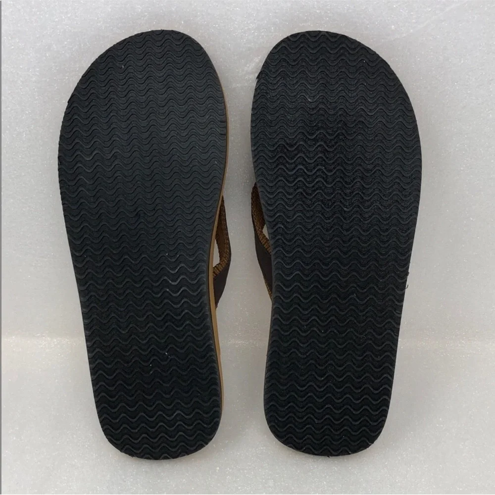 Strand Flip Flops for Men Brown & Tan Toe Post Sandals Size 11 Vacation Casual